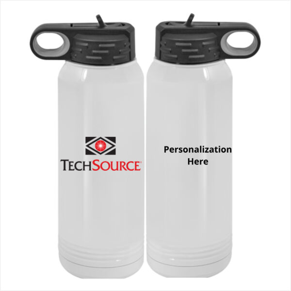 TechSource Personalized - Custom 30 oz. NO MIMINUM White Stainless Steel Vacuum Insulated Water Bottle Thumbnail