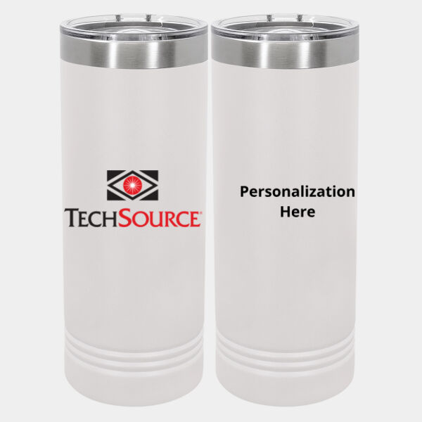 TechSource Personalized - 22 oz Stainless White Skinny Tumbler with Slider Lid Thumbnail