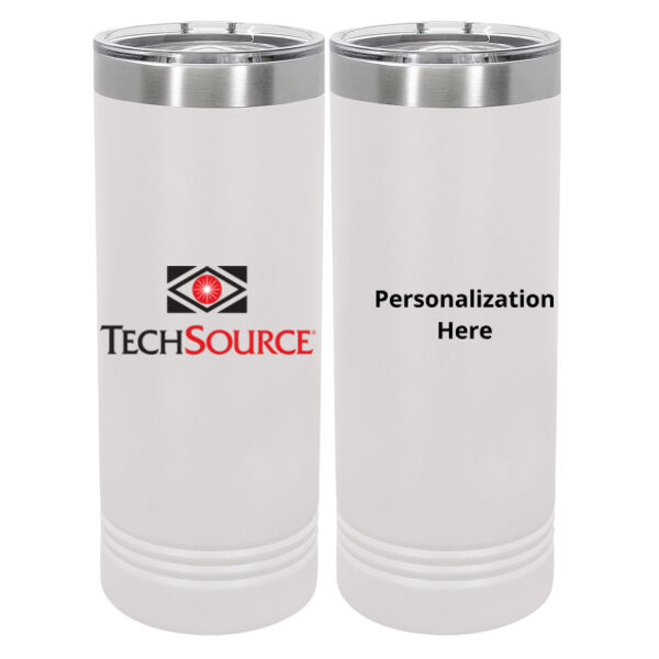 TechSource Personalized - 22 oz Stainless White Skinny Tumbler with Slider Lid Thumbnail