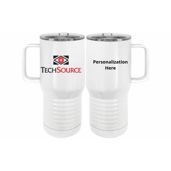 TechSource Personalized - 20 oz. Insulated Stainless White Travel Mug w/Slider Lid Thumbnail