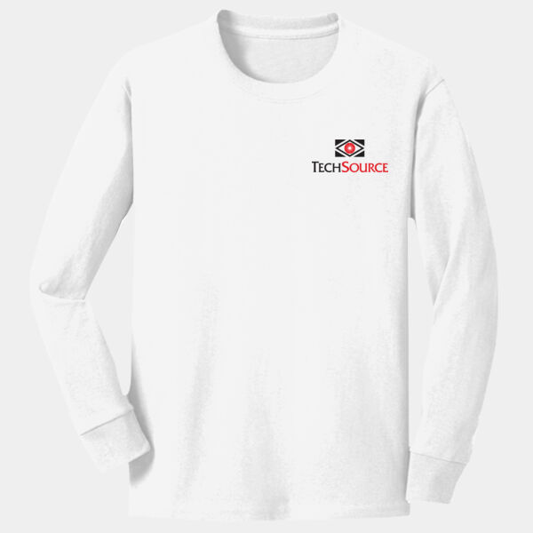 TechSource Crest Print Front - Youth Long Sleeve Core Cotton Tee Thumbnail