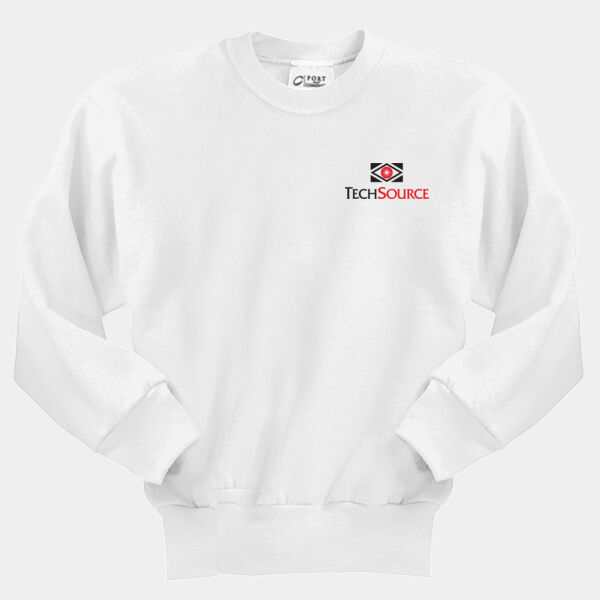 TechSource Crest Print Front - Youth Core Fleece Crewneck Sweatshirt Thumbnail