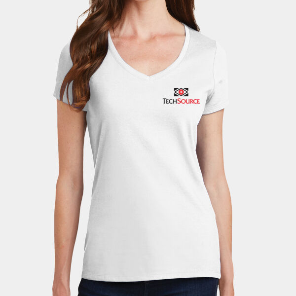 TechSource Crest Print Front - Ladies Fan Favorite V Neck Tee Thumbnail