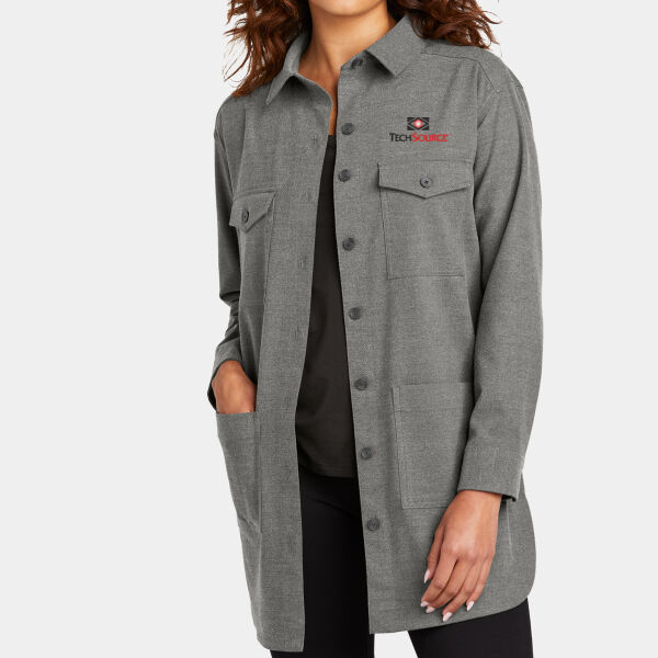 Tech Source Embroidered - Women's Long Sleeve Twill Overshirt Thumbnail