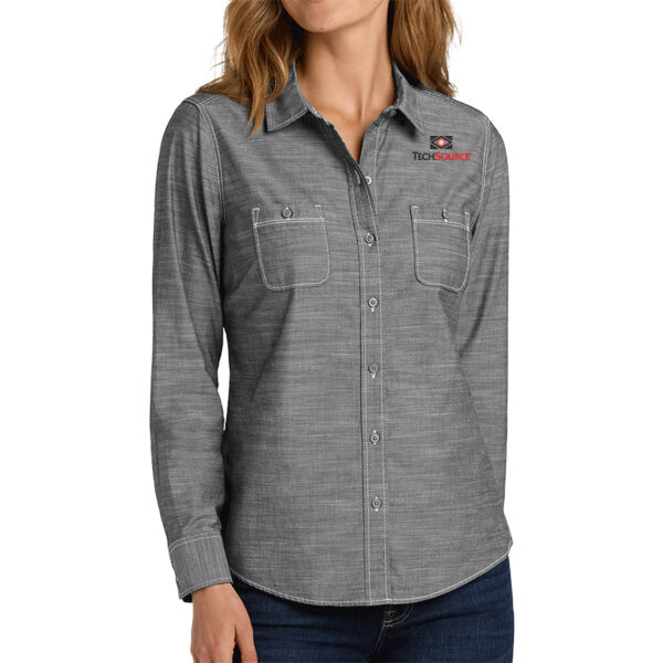 Tech Source Embroidered - Ladies Slub Chambray Shirt Thumbnail