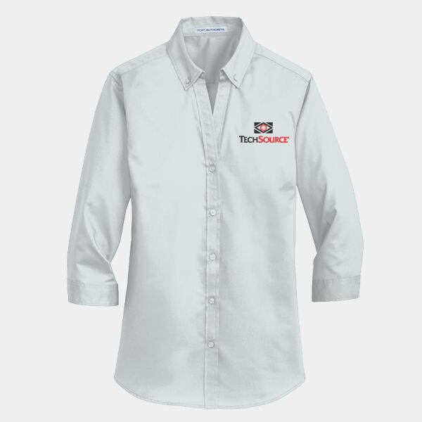 Tech Source Embroidered - Ladies 3/4 Sleeve SuperPro Twill Shirt Thumbnail