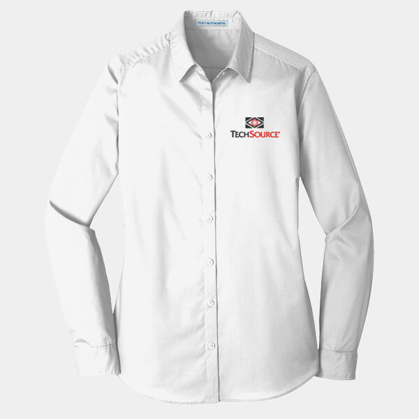 Tech Source Embroidered - Ladies Long Sleeve Carefree Poplin Shirt Thumbnail