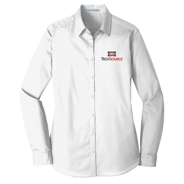 Tech Source Embroidered - Ladies Long Sleeve Carefree Poplin Shirt Thumbnail