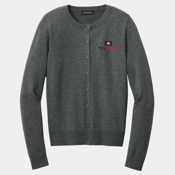 Tech Source Embroidered - Women's Easy Care Crewneck Cardigan Sweater Thumbnail