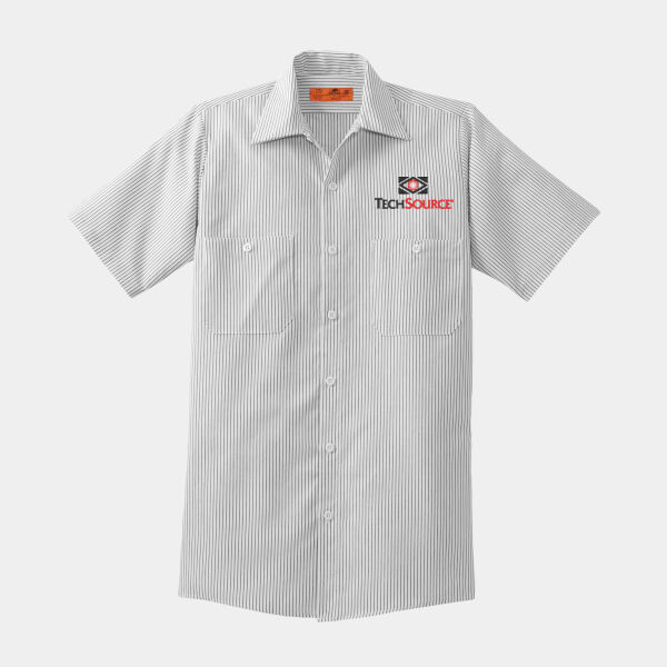 Tech Source Embroidered - Short Sleeve Striped Industrial Work Shirt Thumbnail
