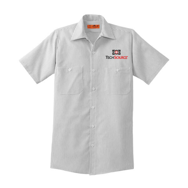 Tech Source Embroidered - Short Sleeve Striped Industrial Work Shirt Thumbnail
