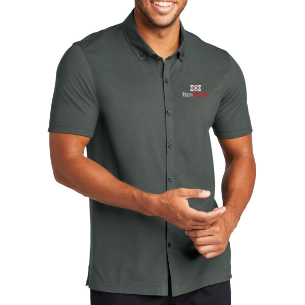 TechSource Embroidered - Stretch Pique Full Button Polo Thumbnail