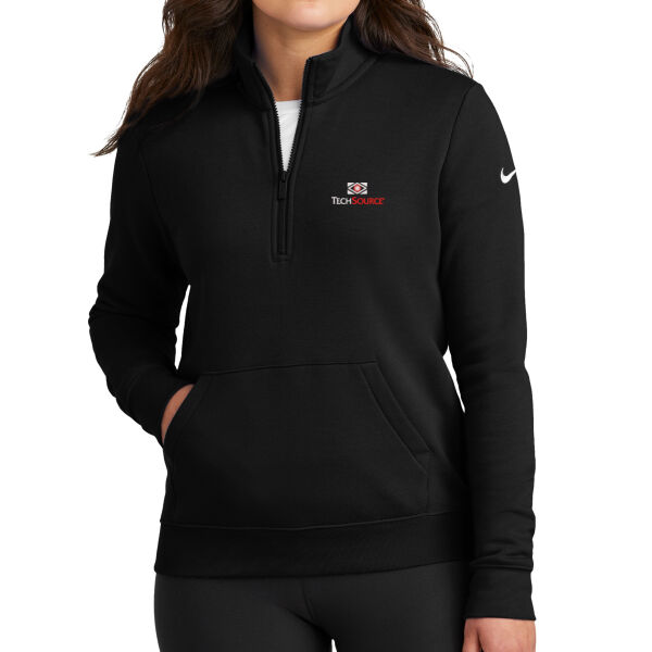 TechSource Embroidered - Ladies Club Fleece Sleeve Swoosh 1/2 Zip Thumbnail