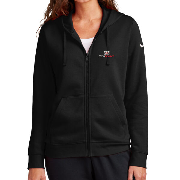 TechSource Embroidered - Ladies Club Fleece Sleeve Swoosh Full Zip Hoodie Thumbnail